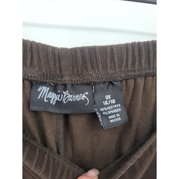 Maggie Barnes Brown Wide Leg Baggy High Rise Travel Pants 14 16 - Picture 7 of 9